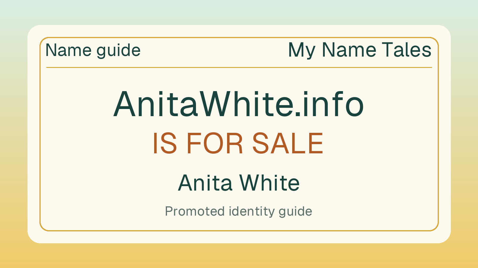 Anita White name guide — AnitaWhite.info is for sale