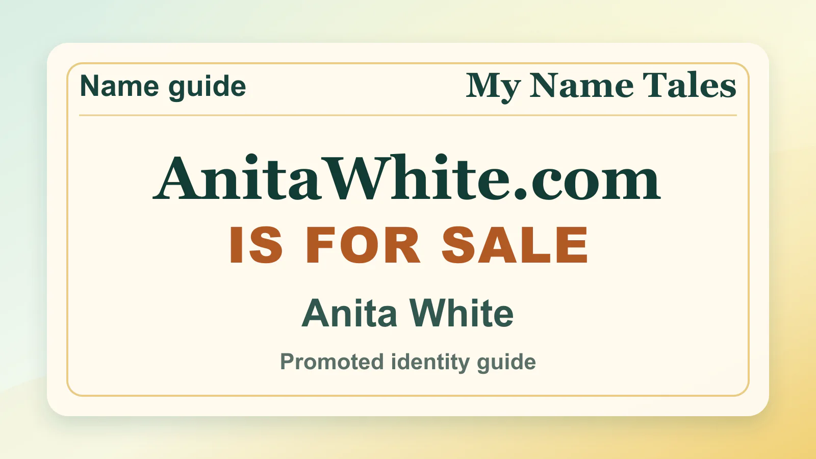 Anita White personal name guide thumbnail on My Name Tales