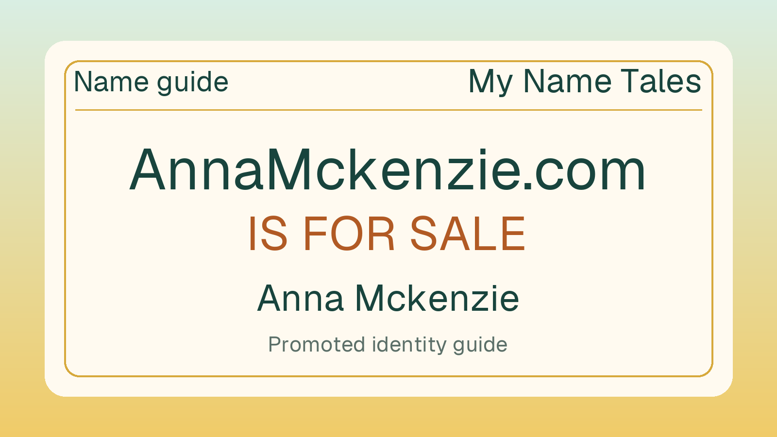 Anna Mckenzie name guide — AnnaMckenzie.com is for sale