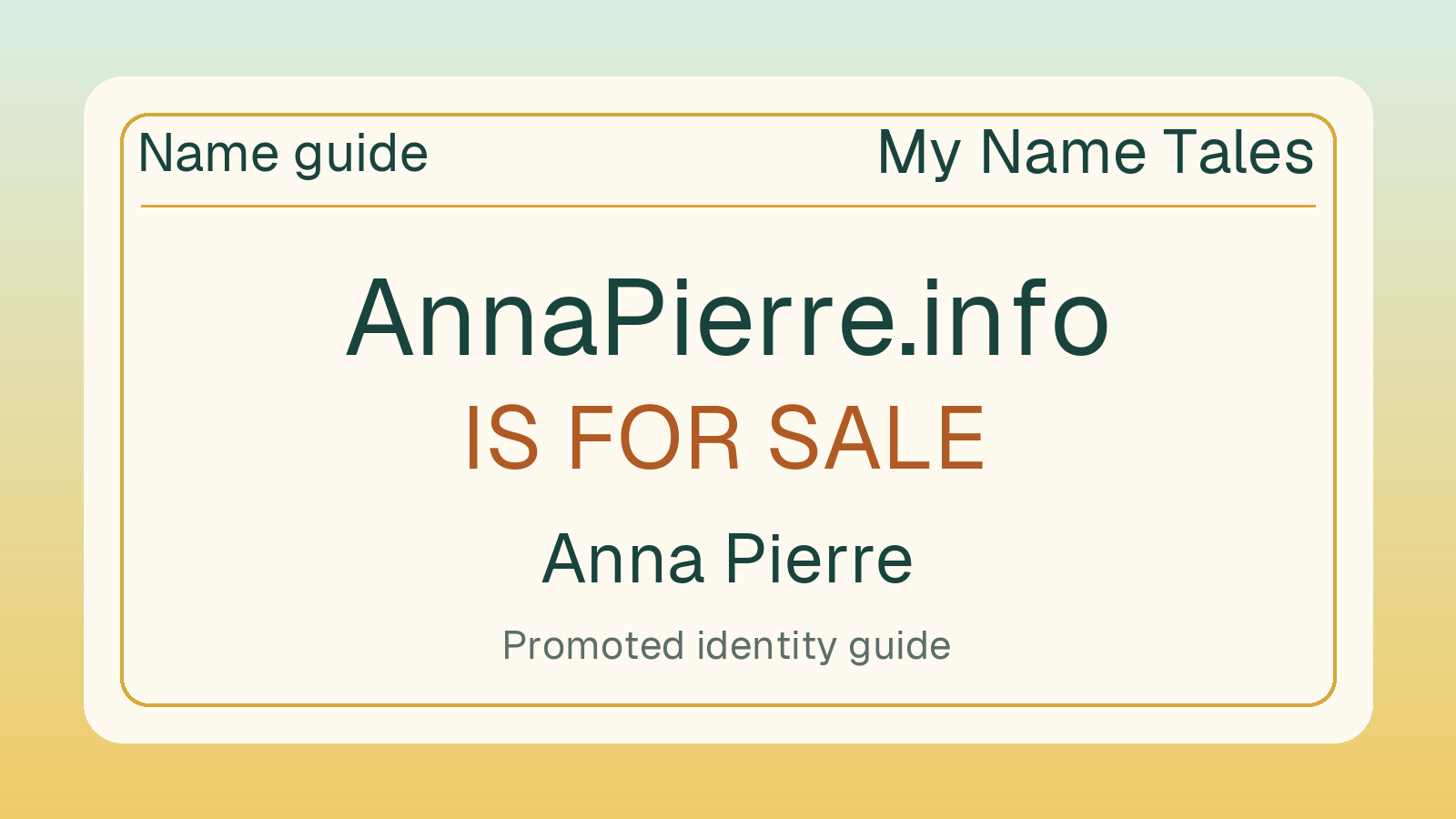 Anna Pierre name guide — AnnaPierre.info is for sale