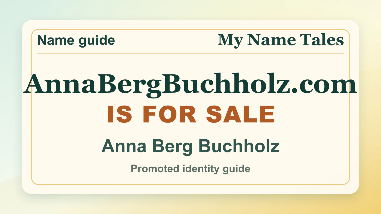 Anna Berg Buchholz personal name guide thumbnail on My Name Tales