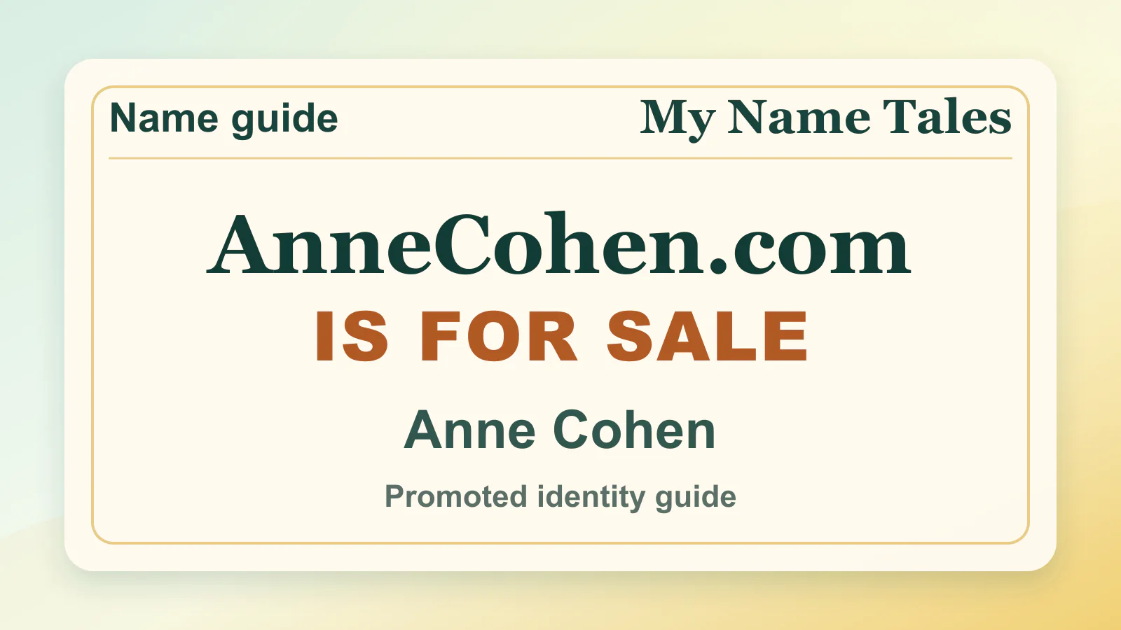 Anne Cohen personal name guide thumbnail on My Name Tales