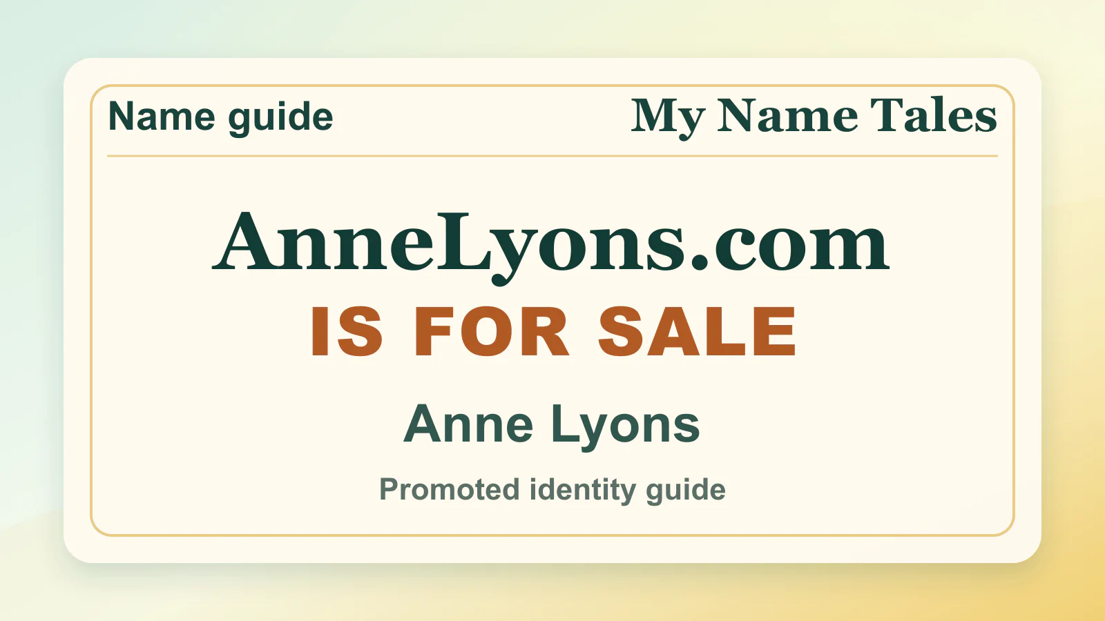 Anne Lyons personal name guide thumbnail on My Name Tales