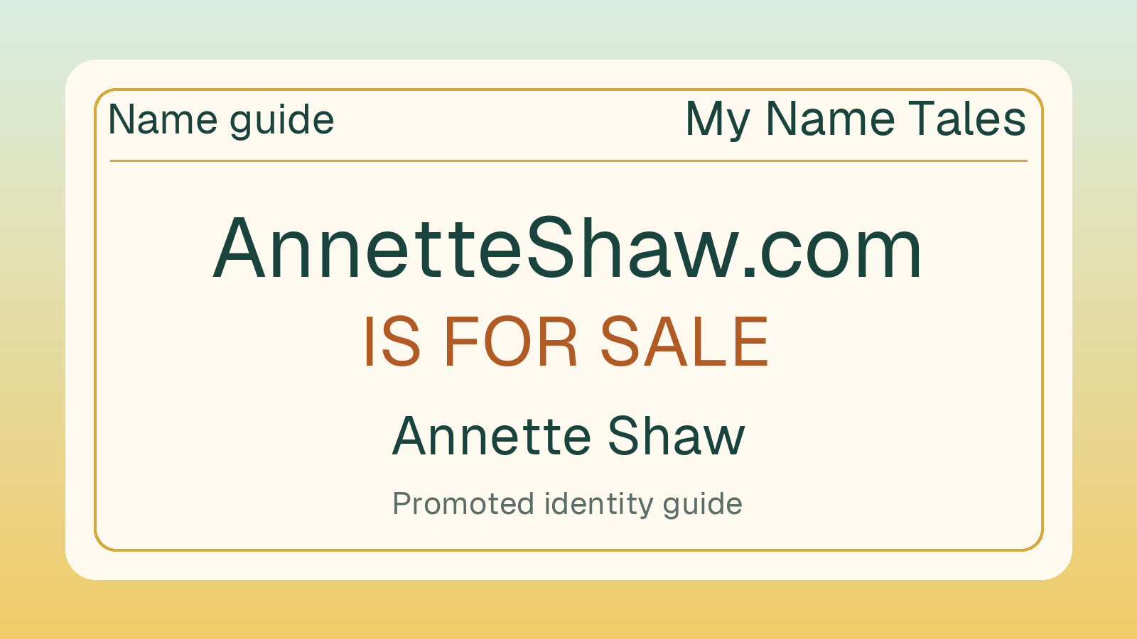 Annette Shaw name guide — AnnetteShaw.com is for sale