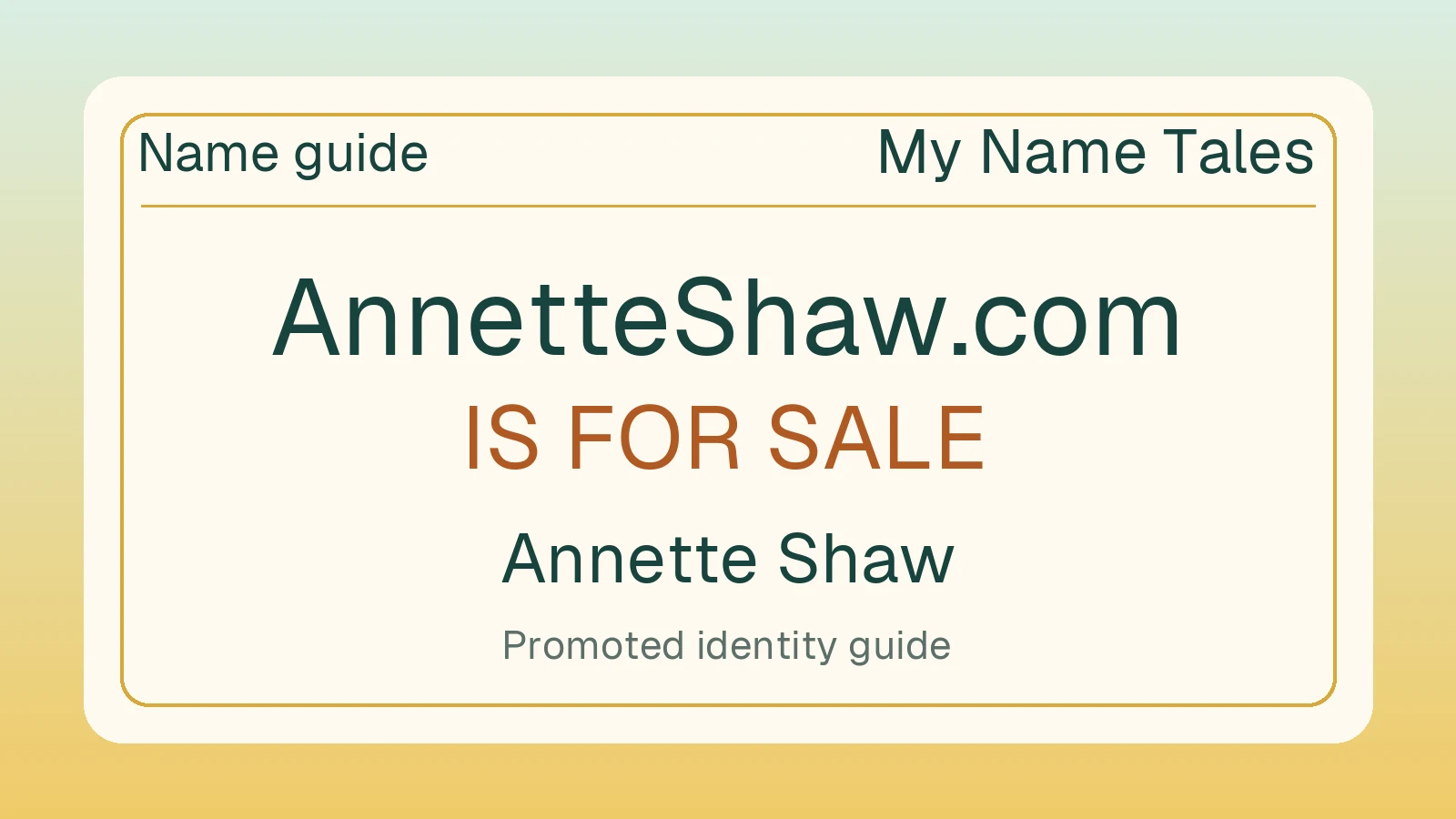 Annette Shaw name guide — AnnetteShaw.com is for sale