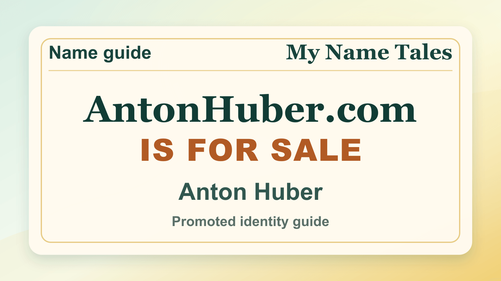 Anton Huber identity guide image — AntonHuber.com is for sale