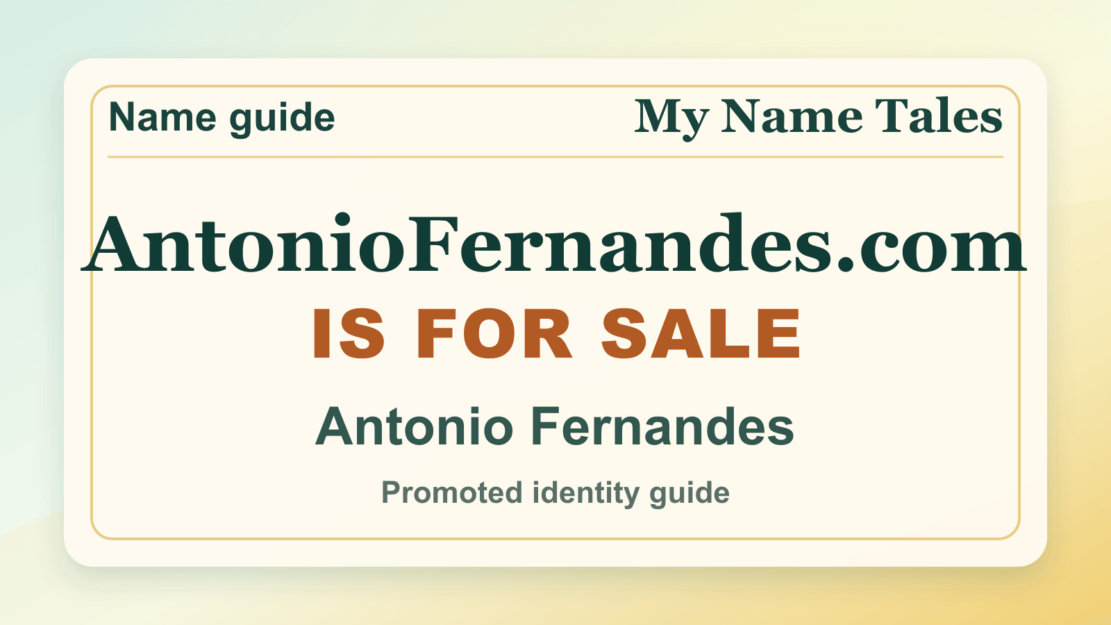 Antonio Fernandes identity guide image — AntonioFernandes.com is for sale