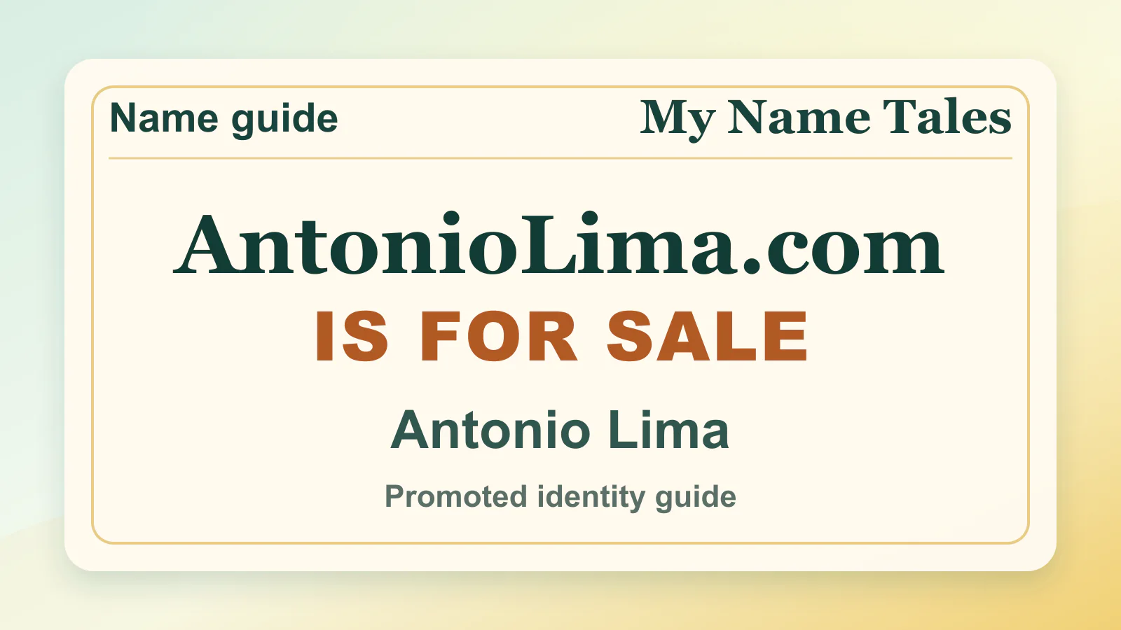 Antonio Lima personal name guide thumbnail on My Name Tales