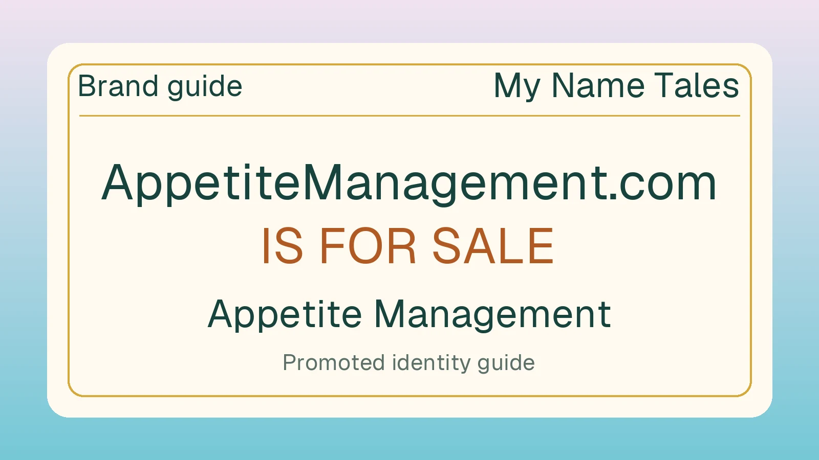 Appetite Management brand guide — AppetiteManagement.com is for sale