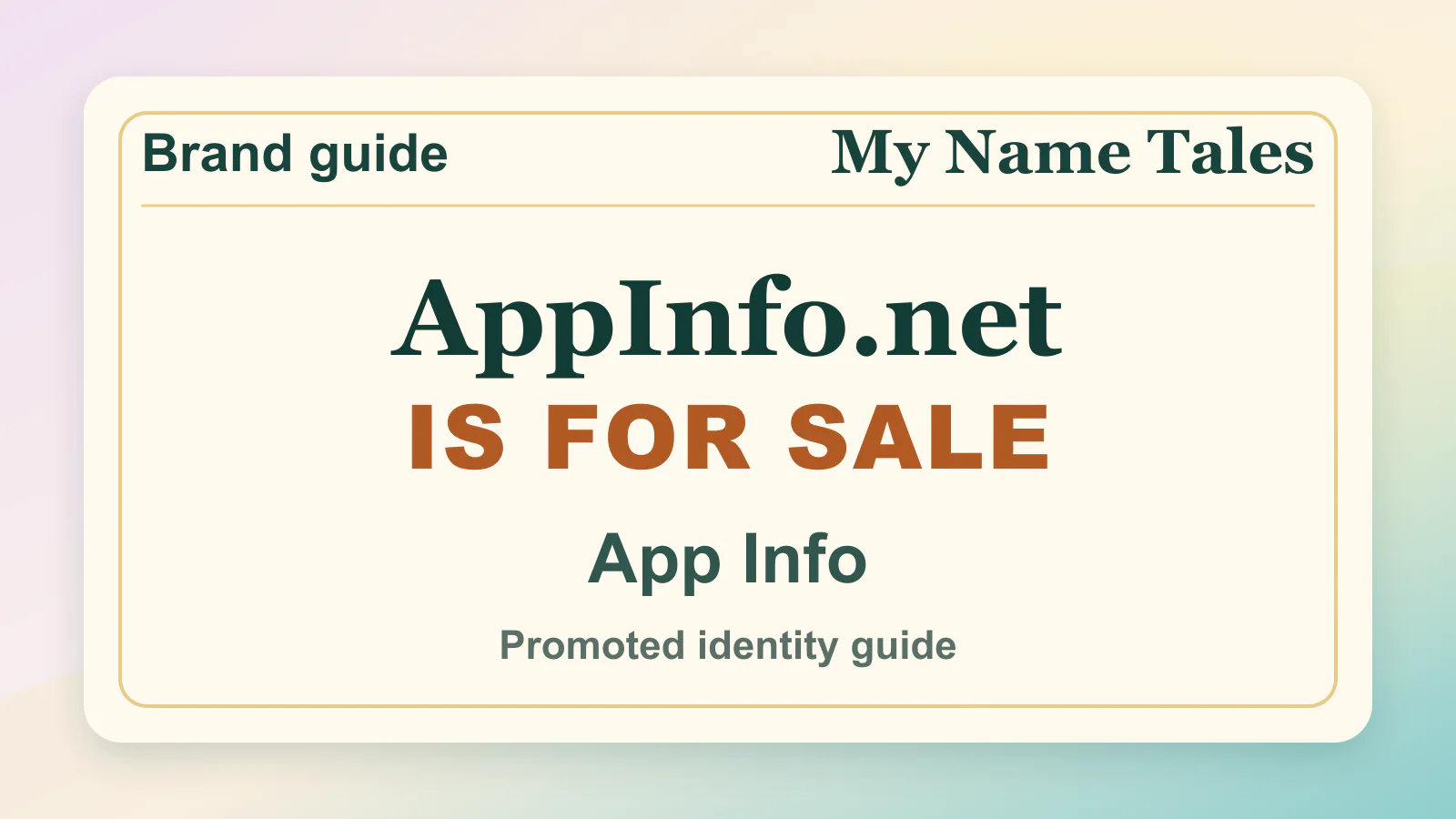App Info brandable domain guide thumbnail on My Name Tales