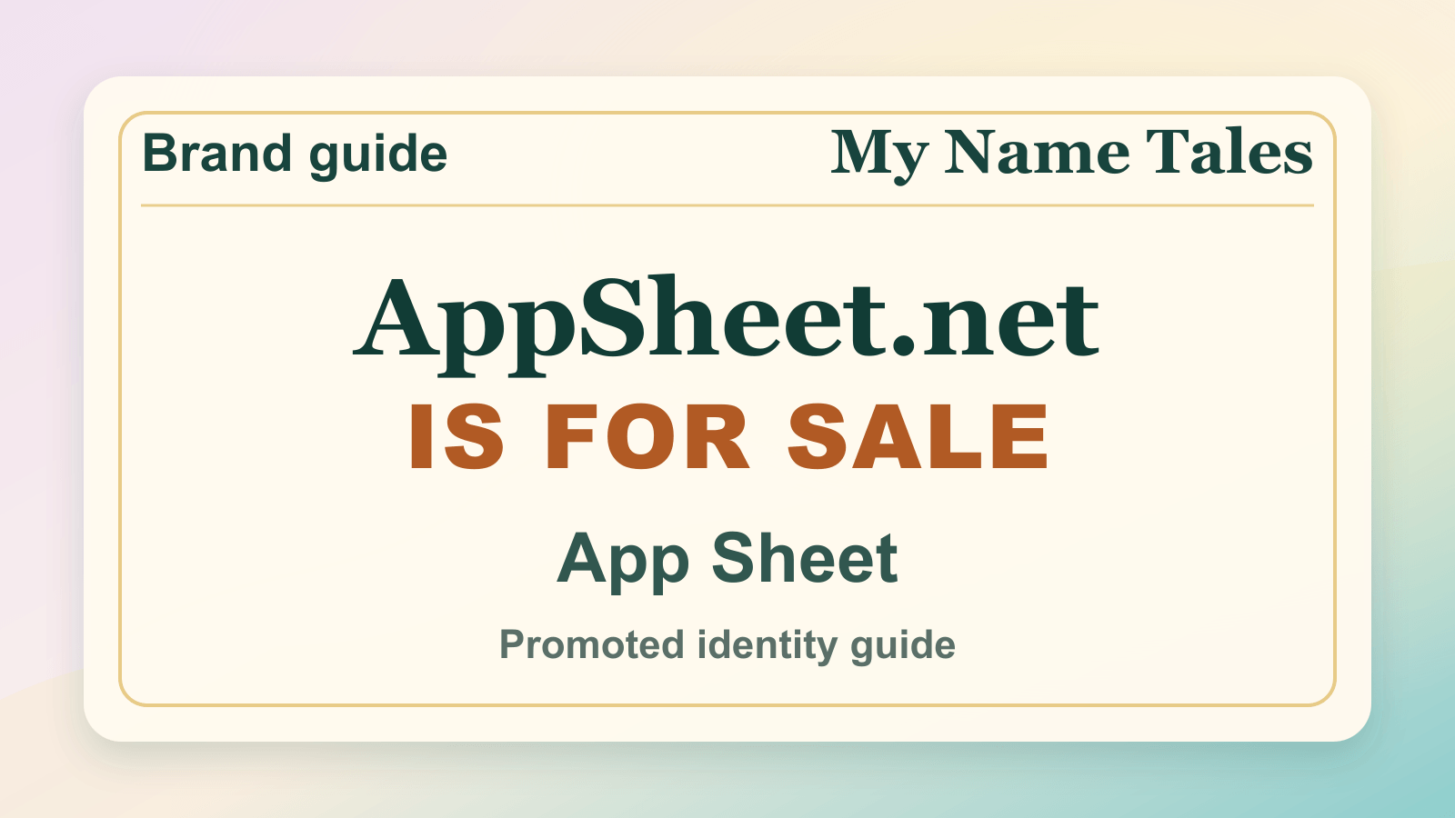 App Sheet identity guide image — AppSheet.net is for sale