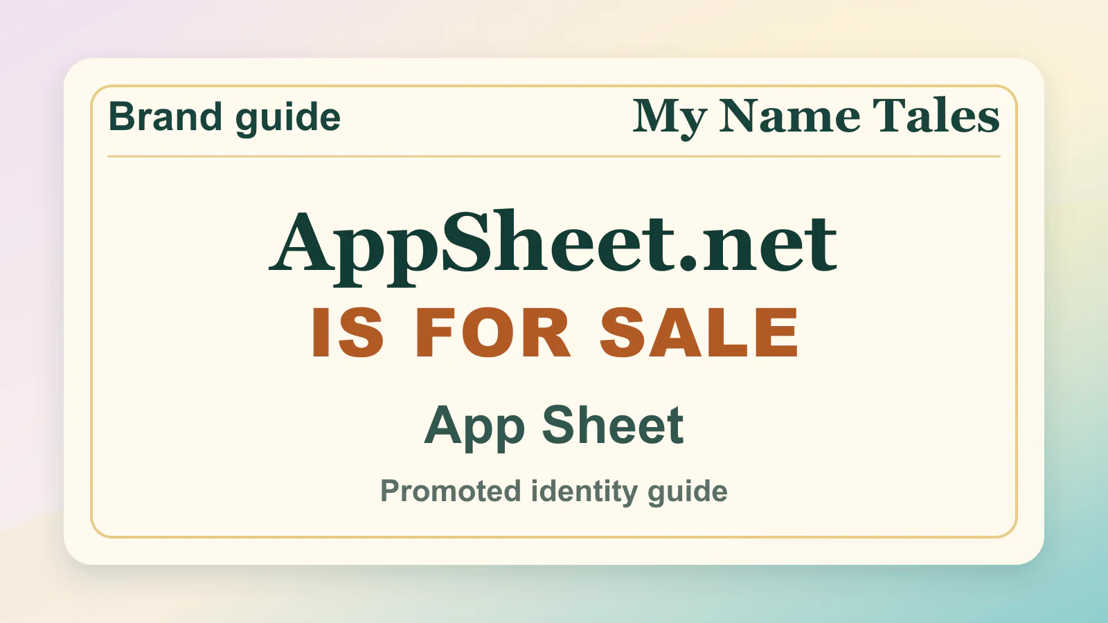 App Sheet brandable domain guide thumbnail on My Name Tales