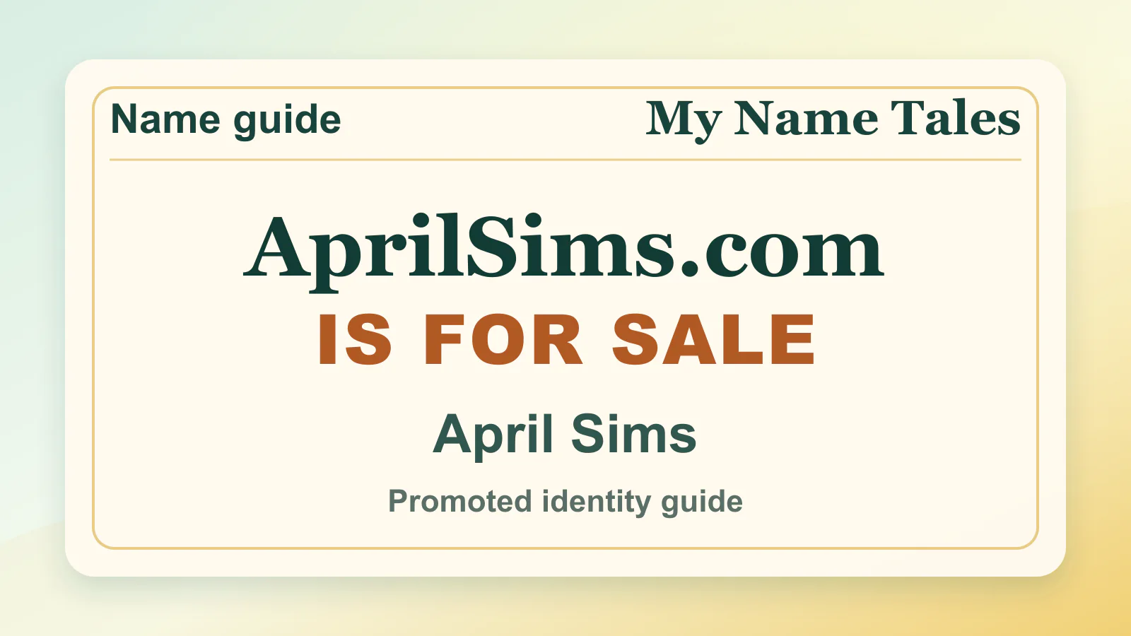 April Sims personal name guide thumbnail on My Name Tales