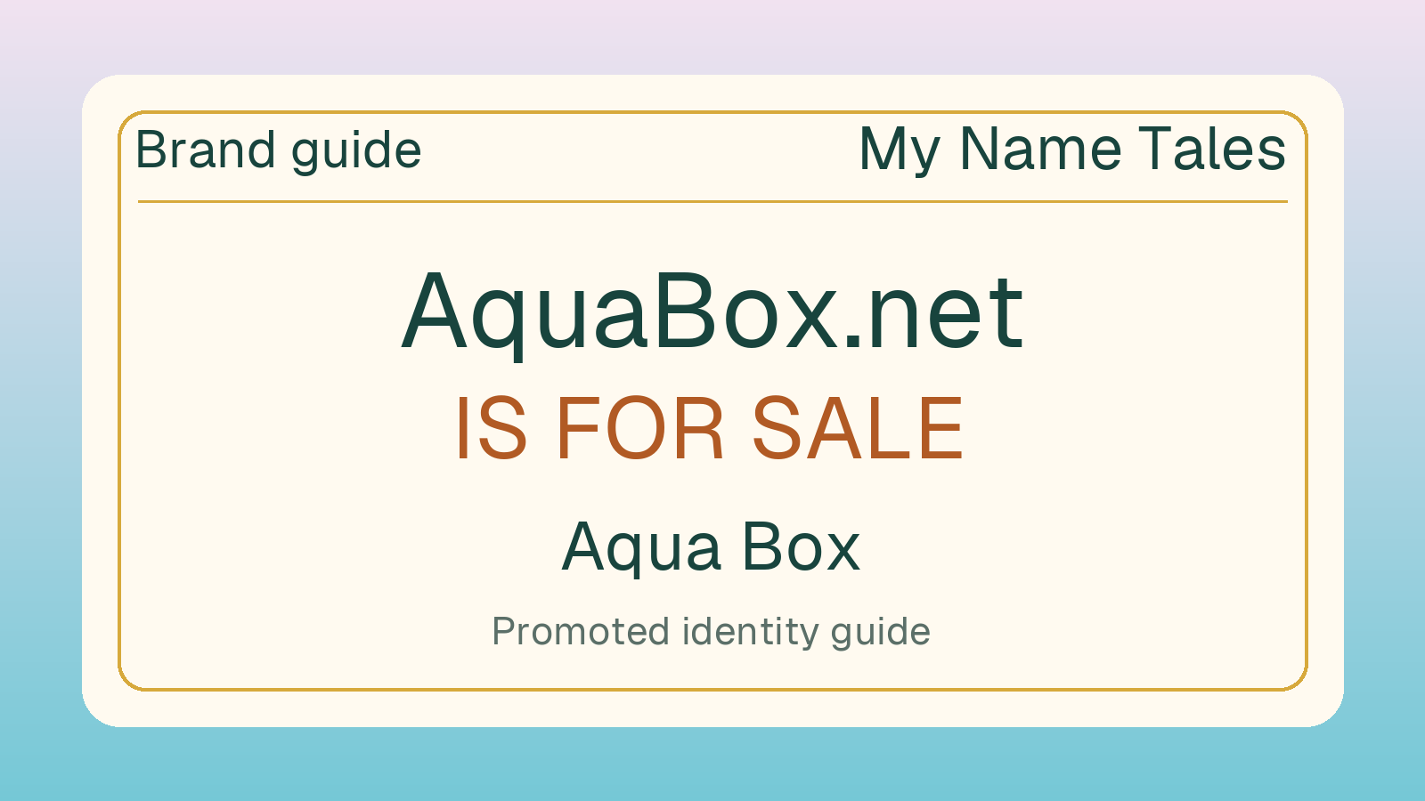 Aqua Box brand guide — AquaBox.net is for sale