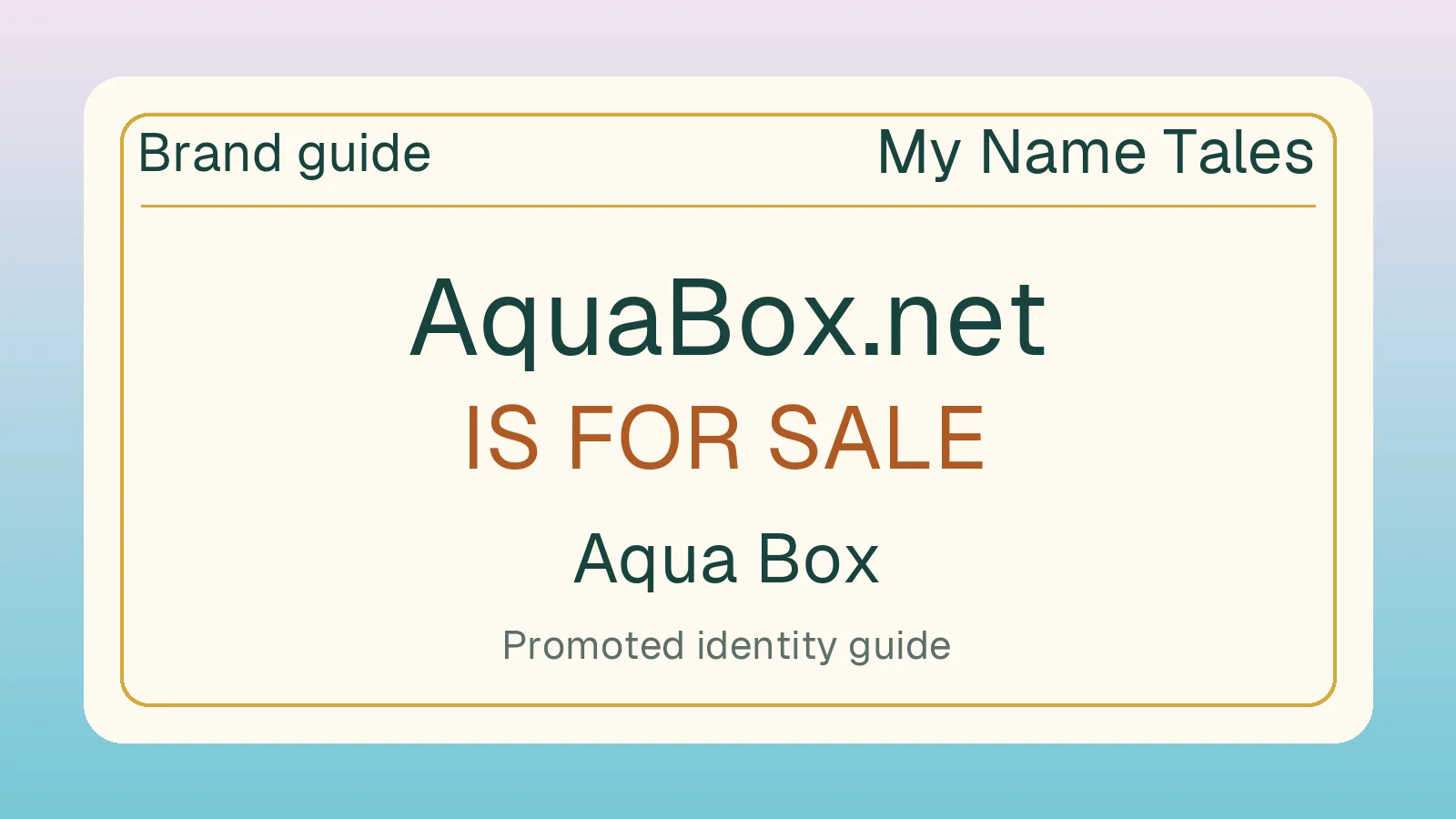 Aqua Box brand guide — AquaBox.net is for sale