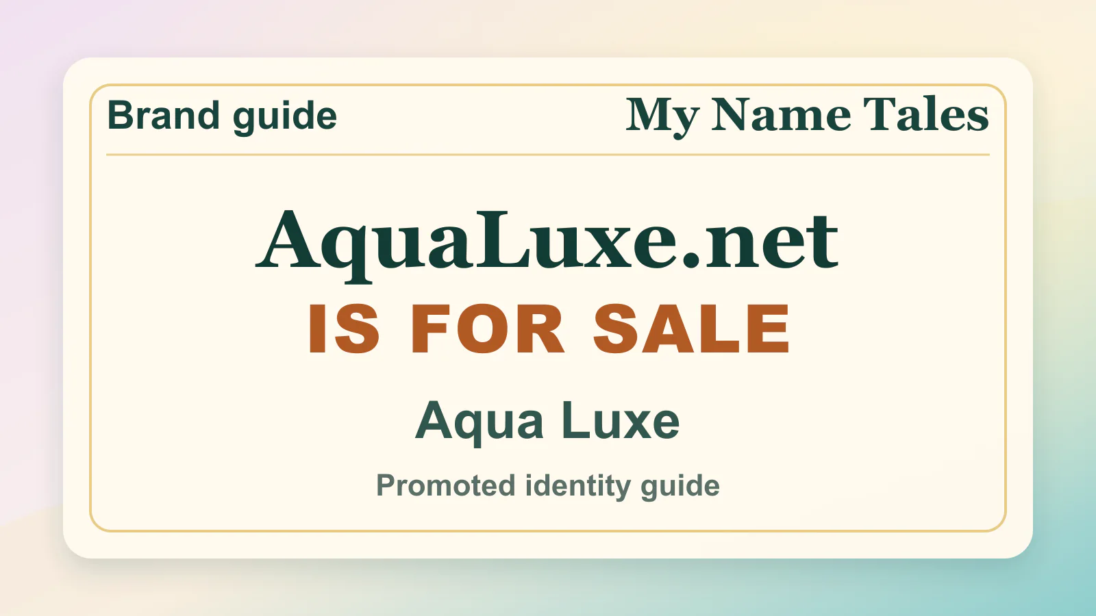 Aqua Luxe brandable domain guide thumbnail on My Name Tales