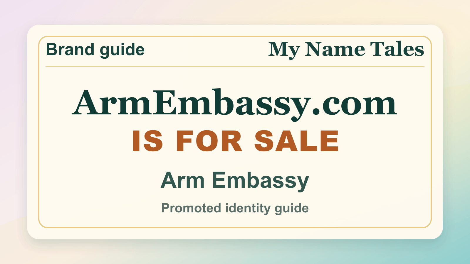 Arm Embassy identity guide image — ArmEmbassy.com is for sale