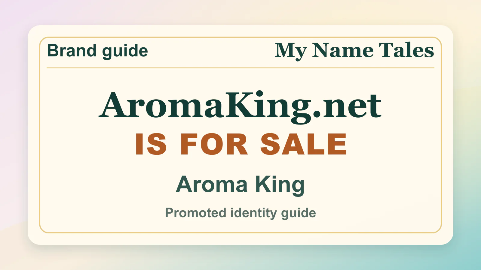 Aroma King brandable domain guide thumbnail on My Name Tales