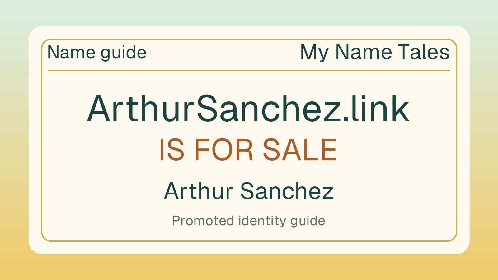 Arthur Sanchez name guide — ArthurSanchez.link is for sale