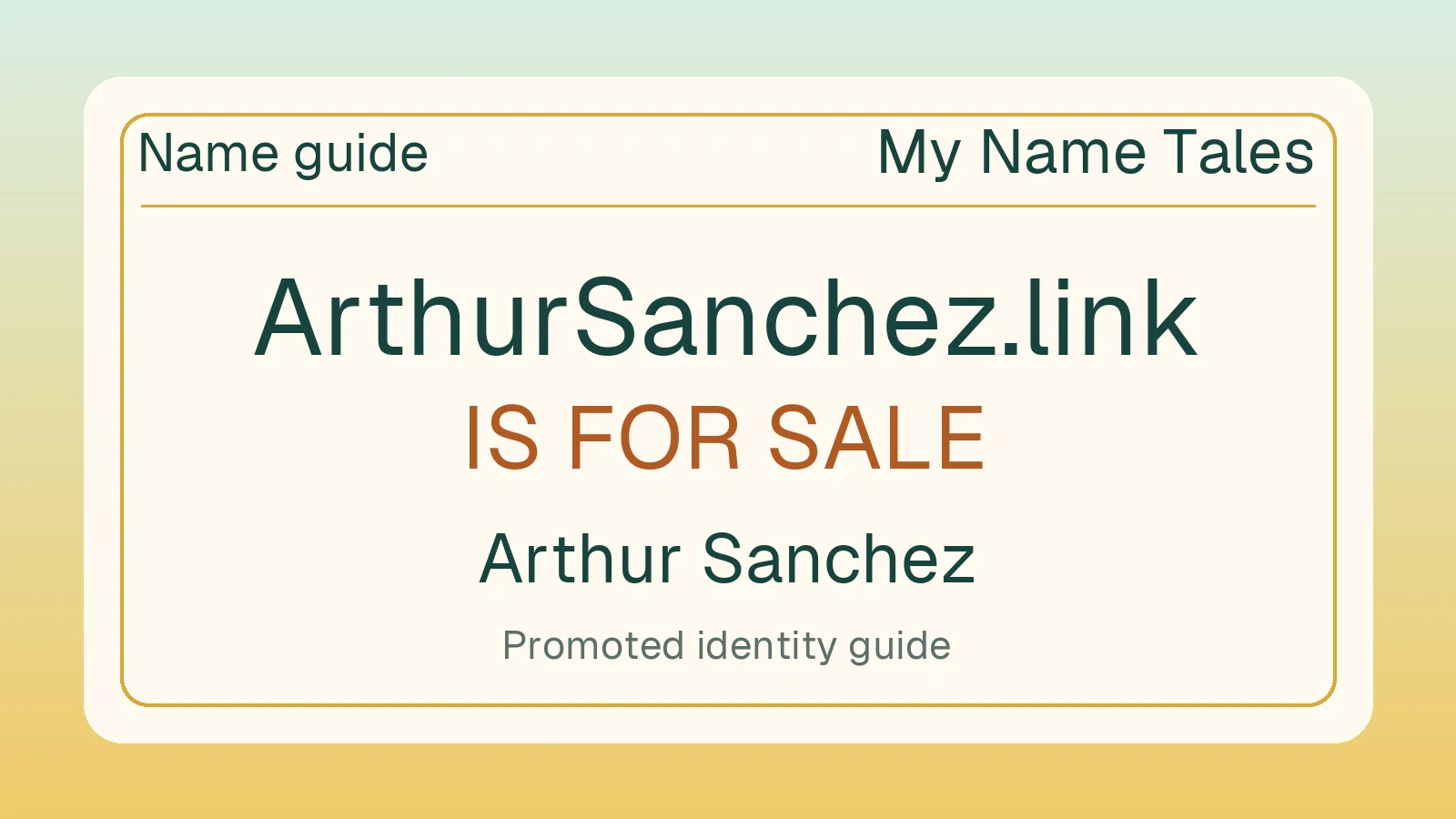 Arthur Sanchez name guide — ArthurSanchez.link is for sale