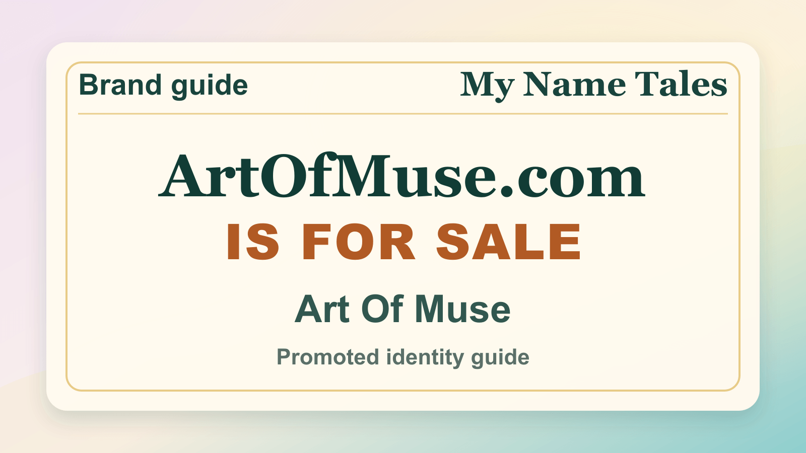 Art Of Muse identity guide image — ArtOfMuse.com is for sale
