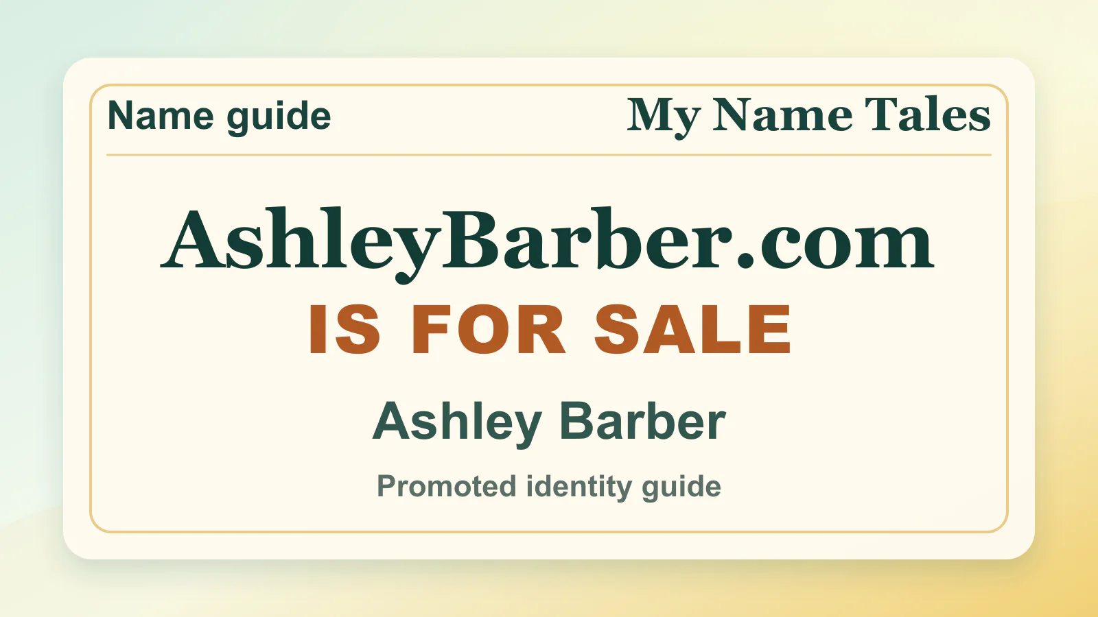 Ashley Barber personal name guide thumbnail on My Name Tales