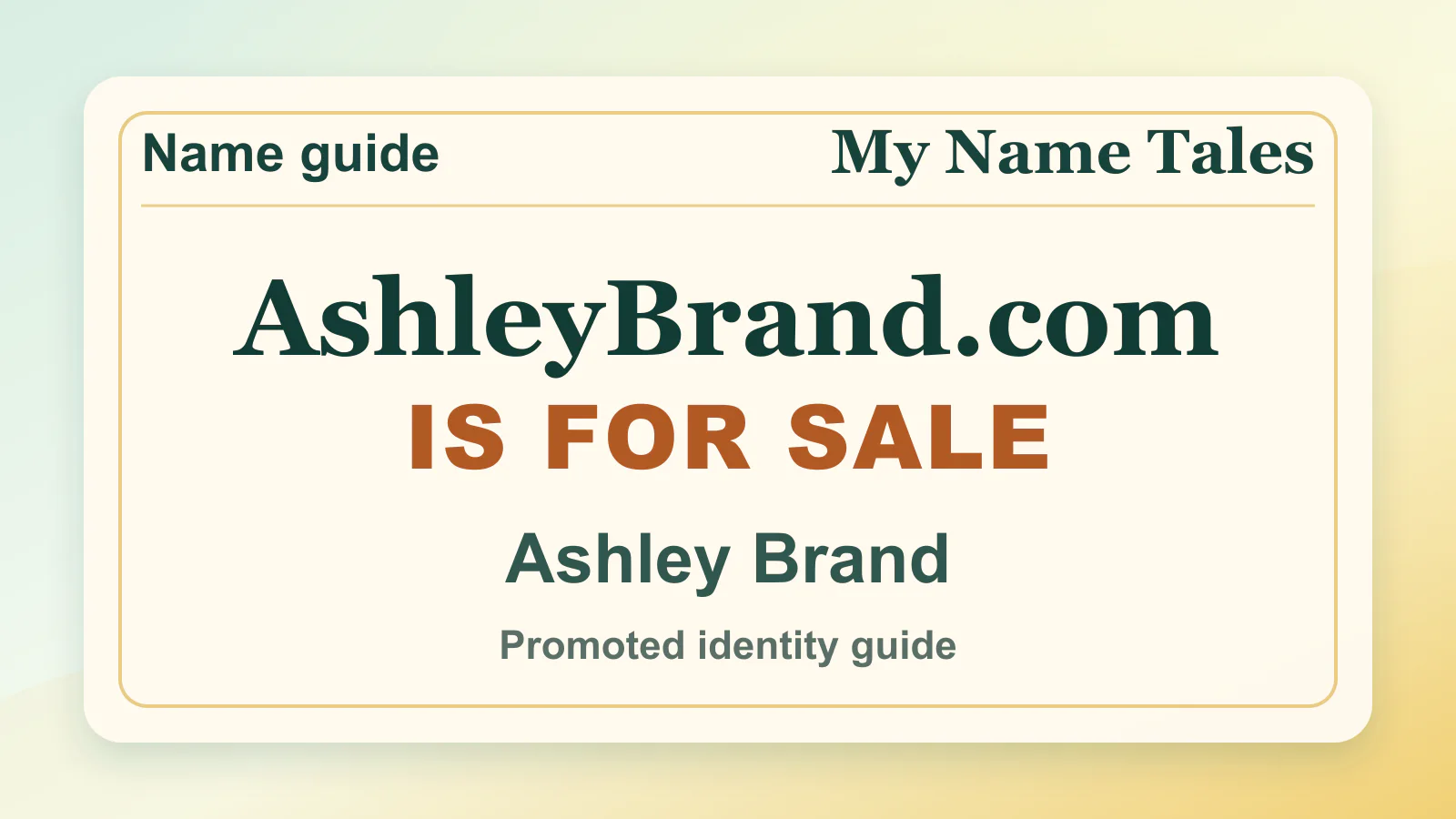 Ashley Brand personal name guide thumbnail on My Name Tales