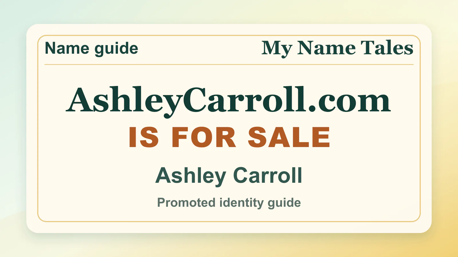 Ashley Carroll personal name guide thumbnail on My Name Tales