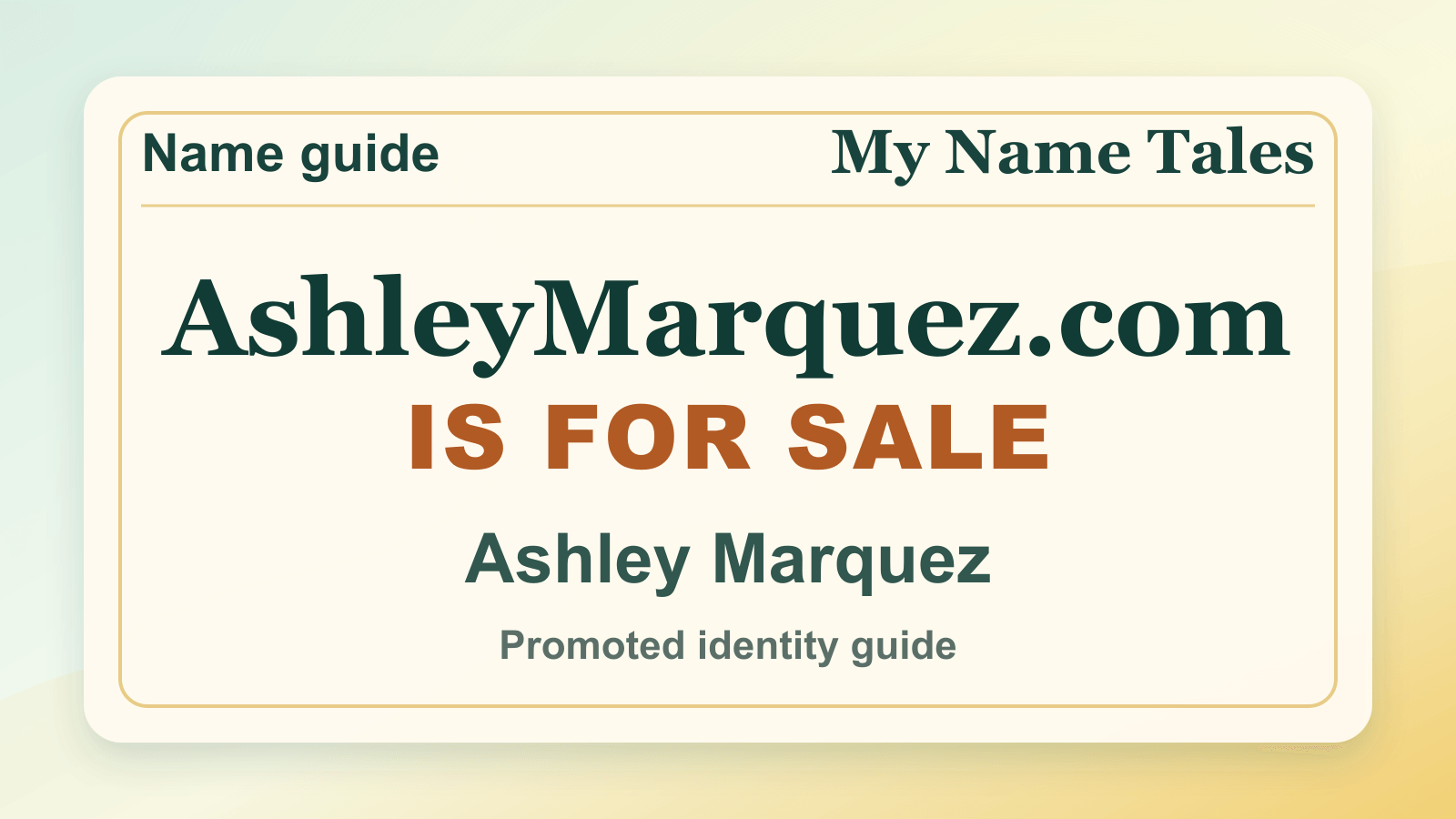 Ashley Marquez identity guide image — AshleyMarquez.com is for sale