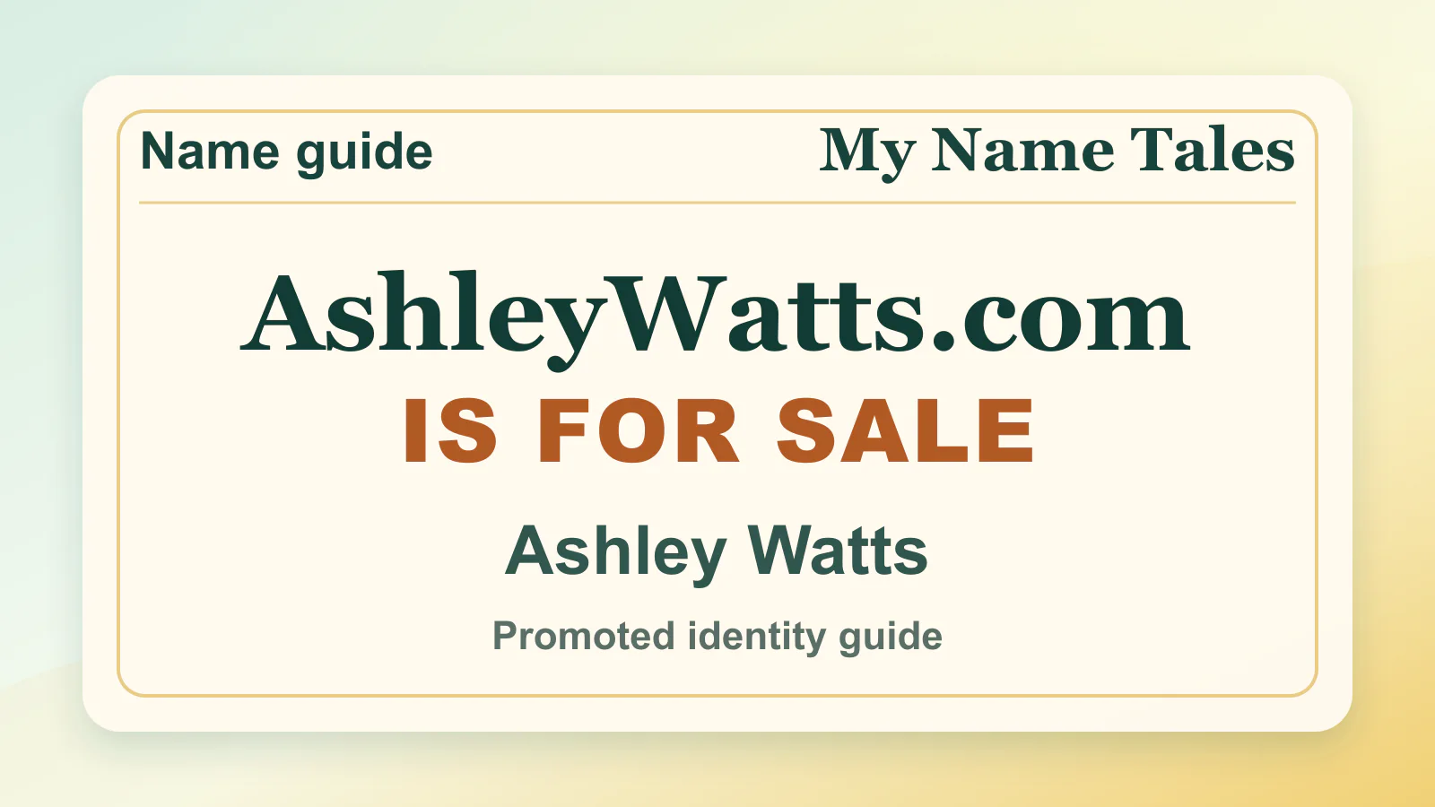 Ashley Watts personal name guide thumbnail on My Name Tales