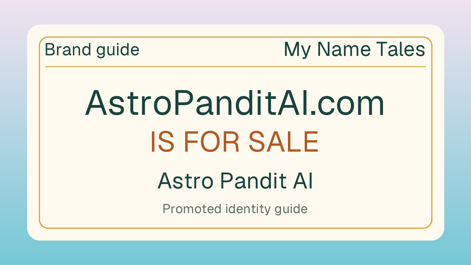 Astro Pandit AI brand guide — AstroPanditAI.com is for sale