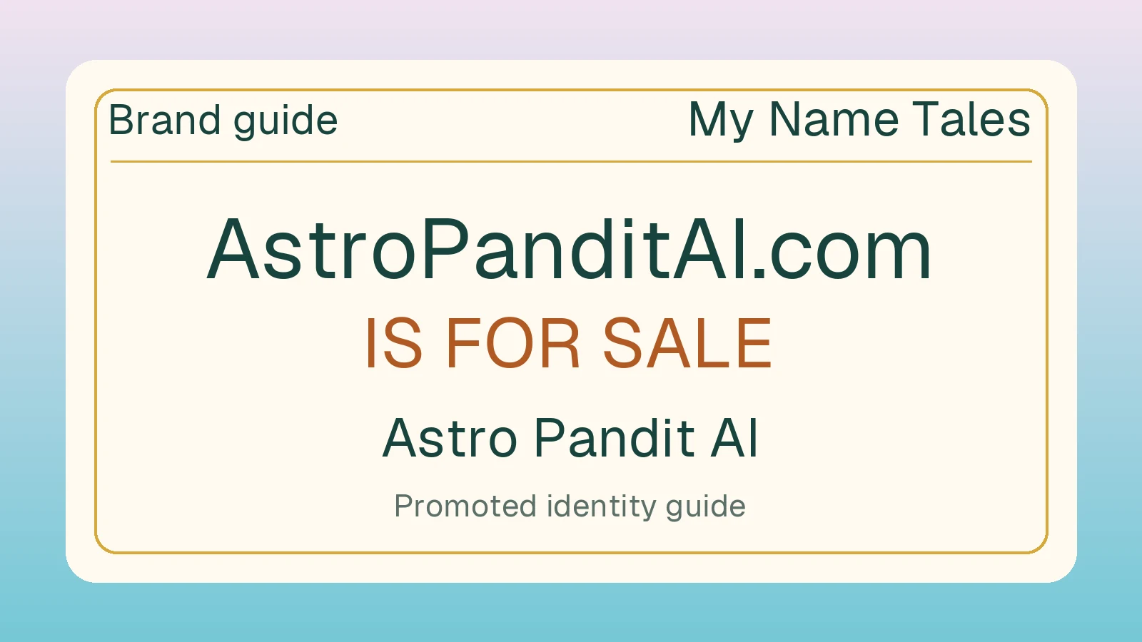 Astro Pandit AI brand guide — AstroPanditAI.com is for sale