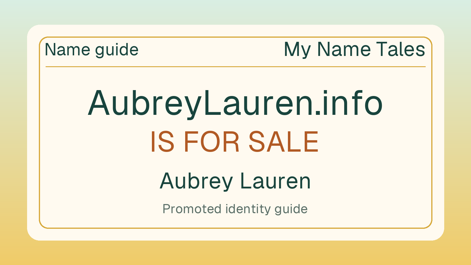 Aubrey Lauren name guide — AubreyLauren.info is for sale