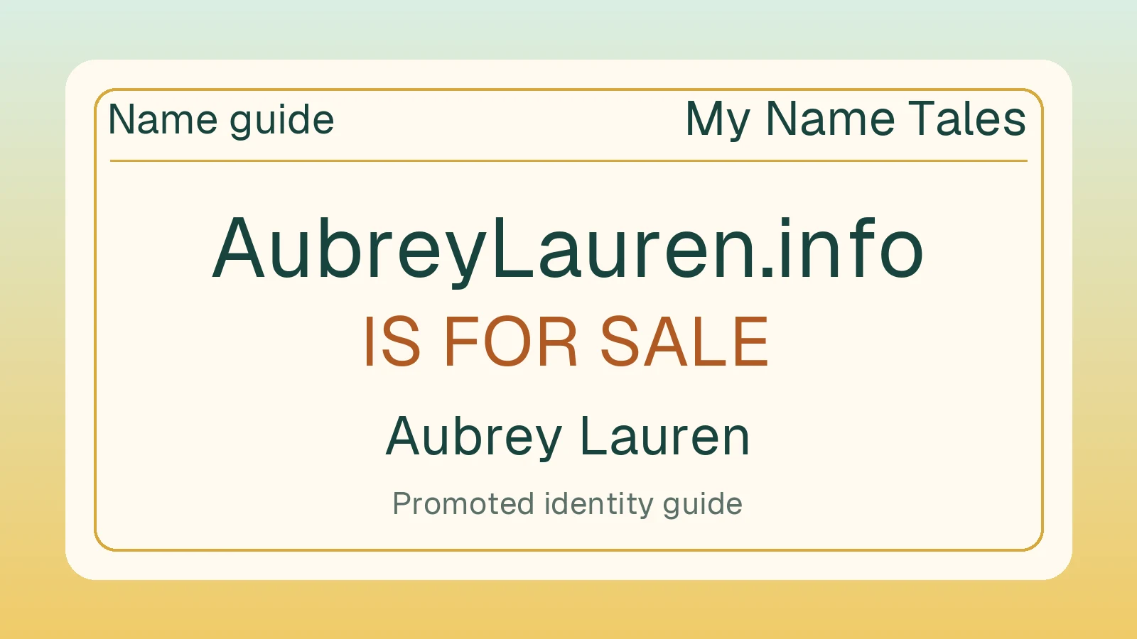 Aubrey Lauren name guide — AubreyLauren.info is for sale