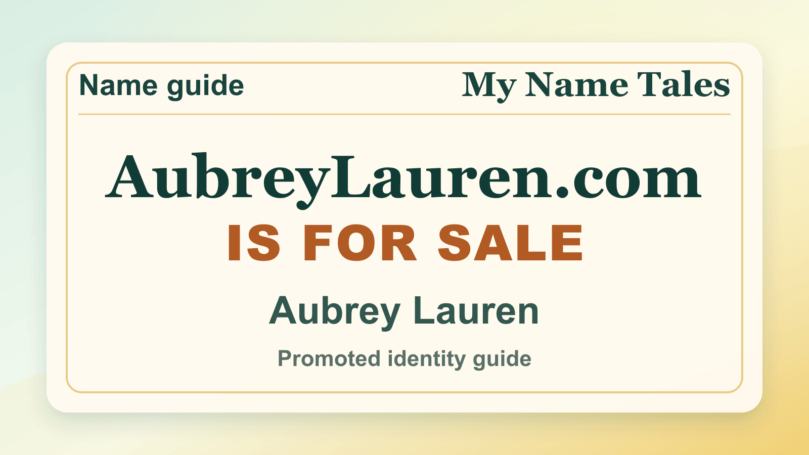 Aubrey Lauren identity guide image — AubreyLauren.com is for sale