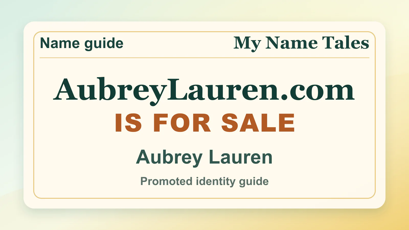 Aubrey Lauren personal name guide thumbnail on My Name Tales