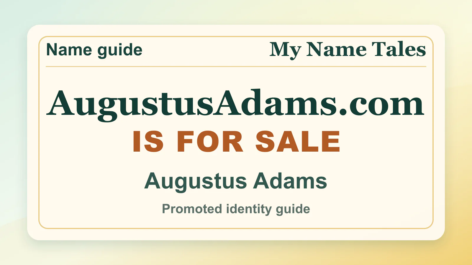 Augustus Adams personal name guide thumbnail on My Name Tales