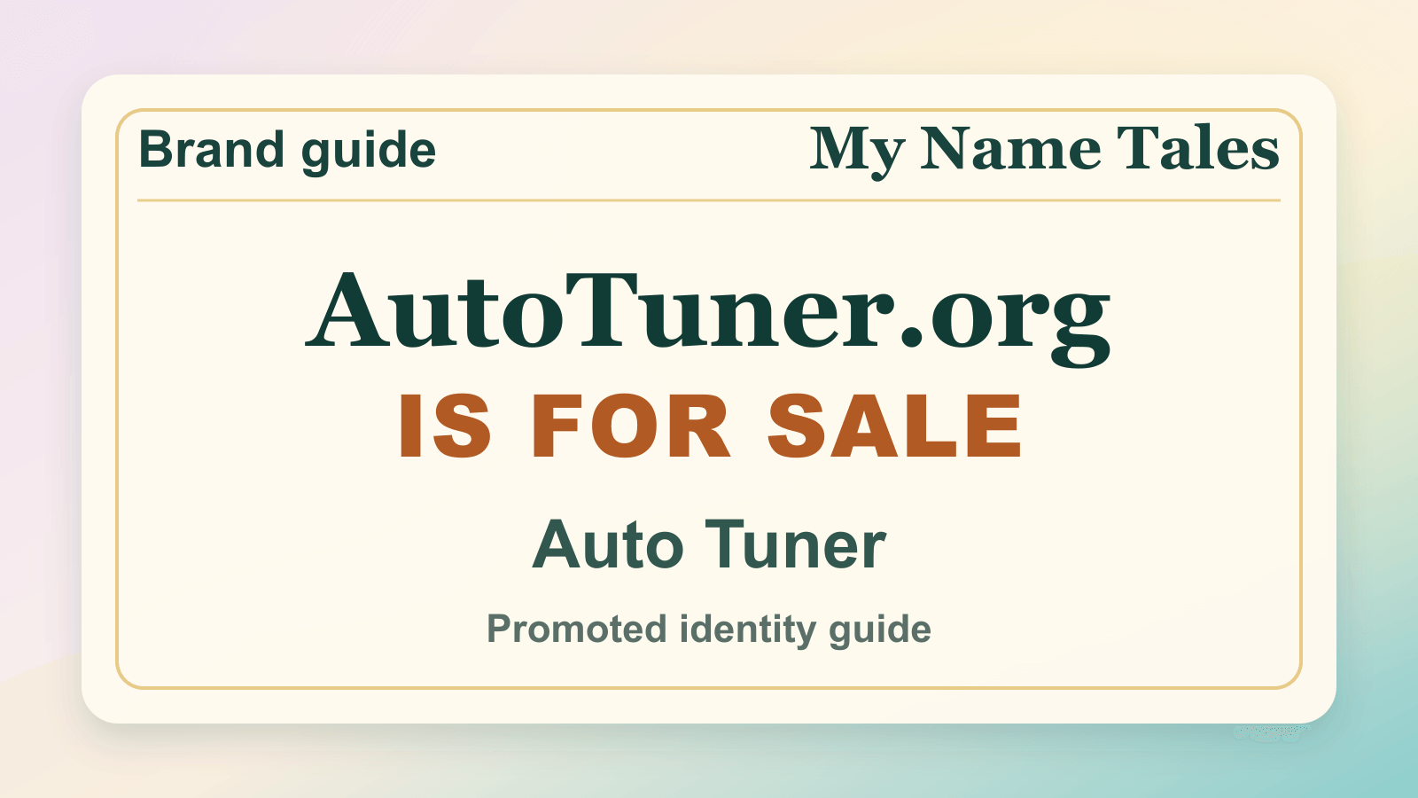 Auto Tuner identity guide image — AutoTuner.org is for sale