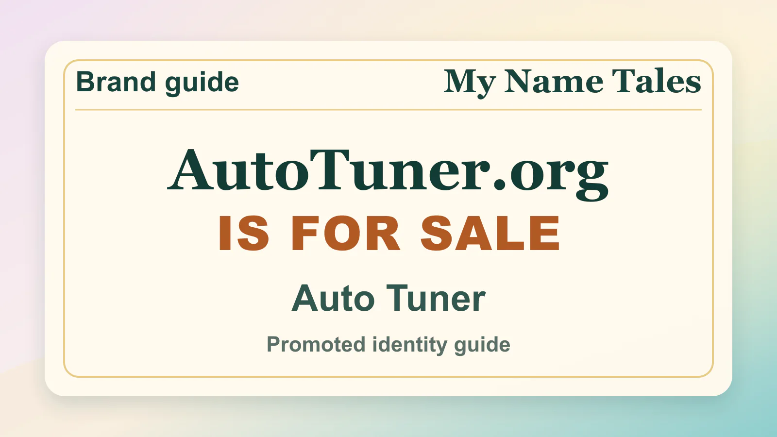 Auto Tuner brandable domain guide thumbnail on My Name Tales