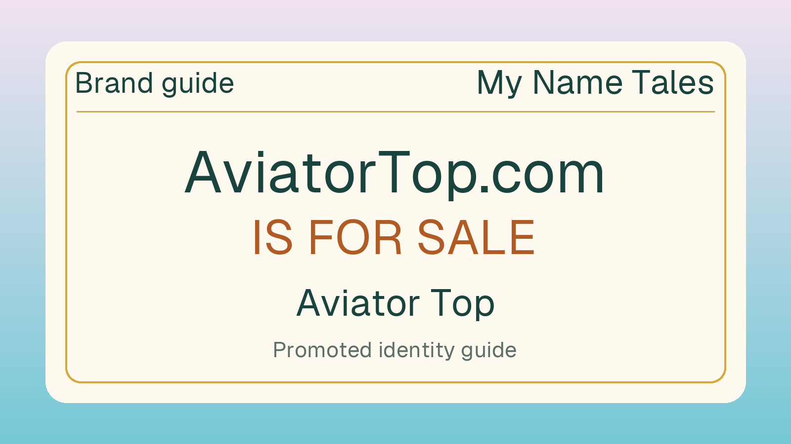 Aviator Top brand guide — AviatorTop.com is for sale
