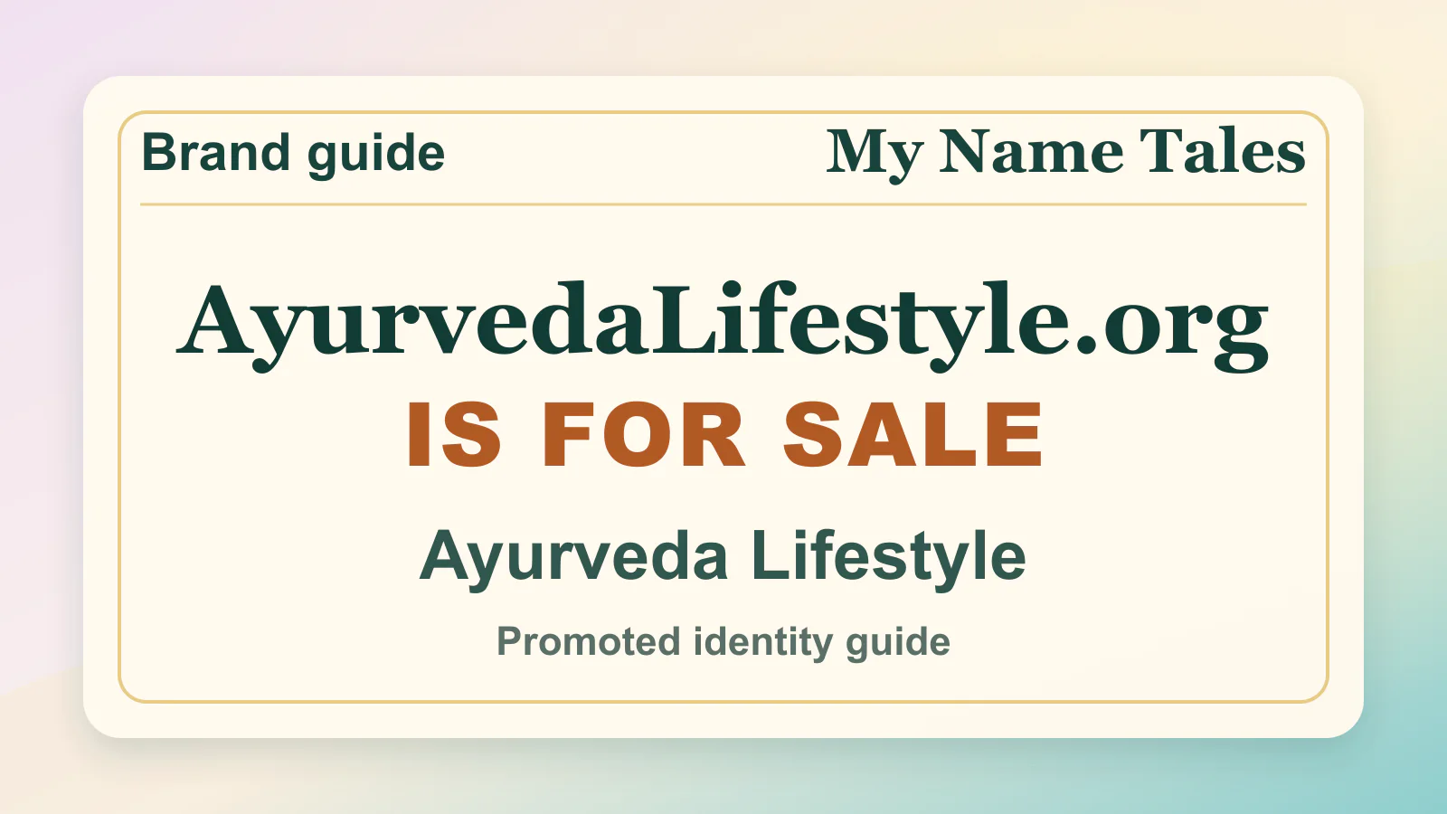 Ayurveda Lifestyle brandable domain guide thumbnail on My Name Tales
