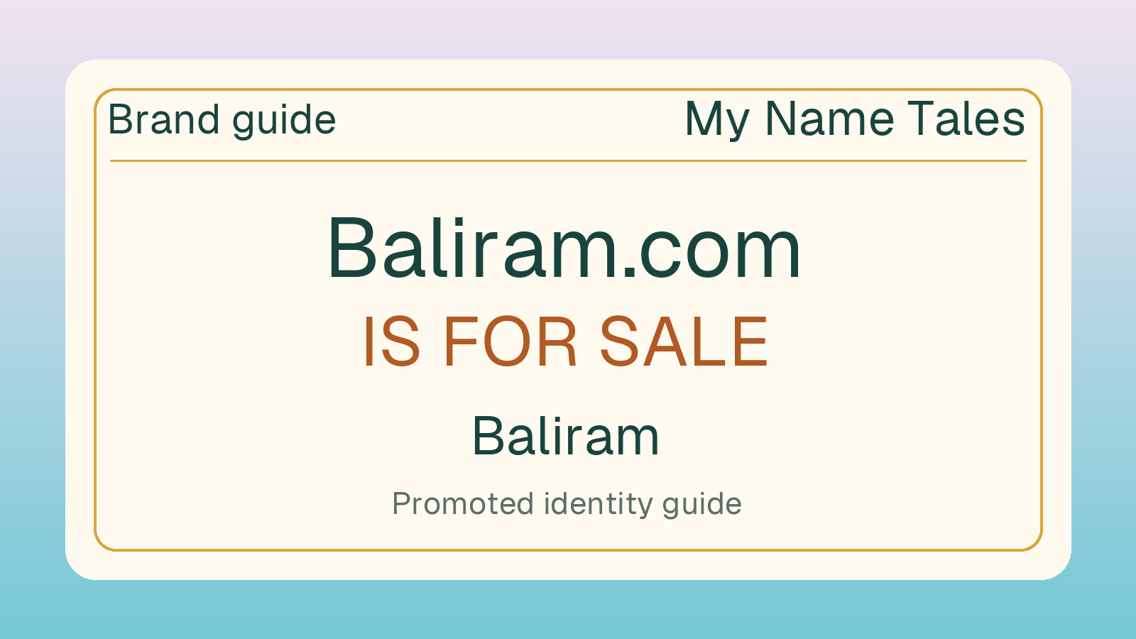 Baliram brand guide — Baliram.com is for sale