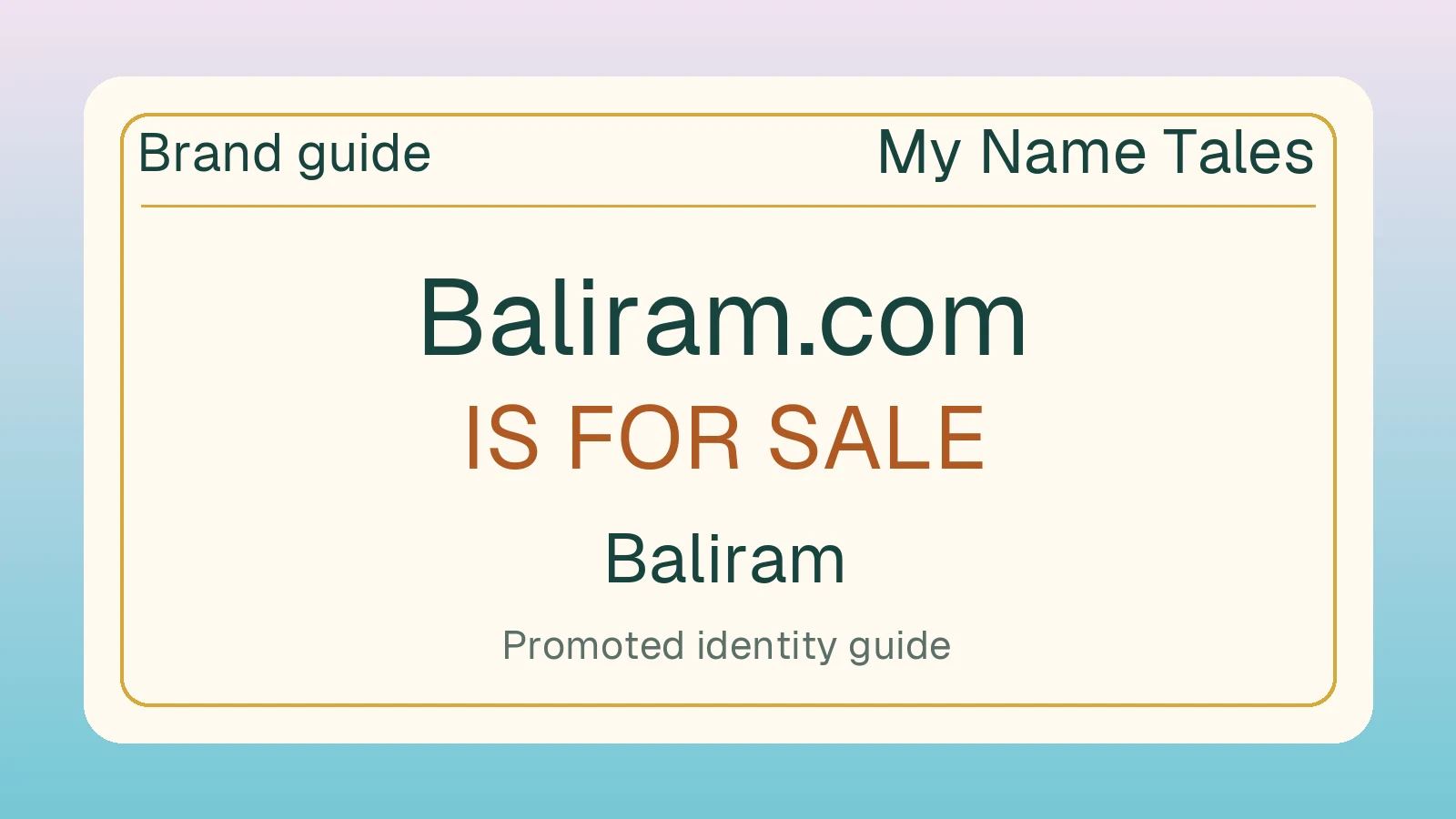 Baliram brand guide — Baliram.com is for sale