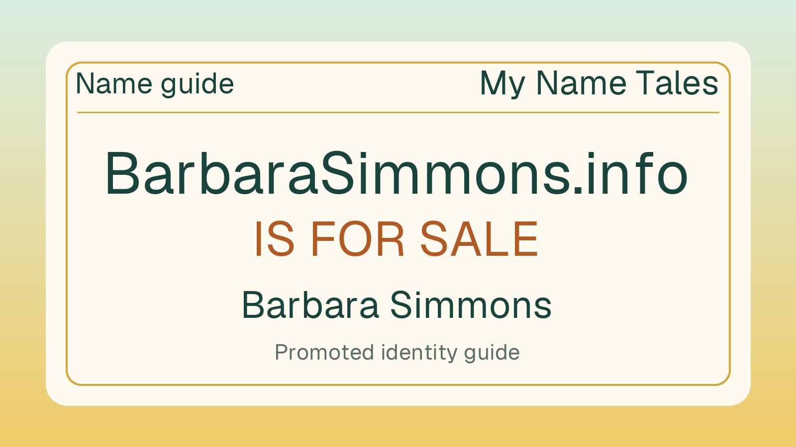 Barbara Simmons name guide — BarbaraSimmons.info is for sale