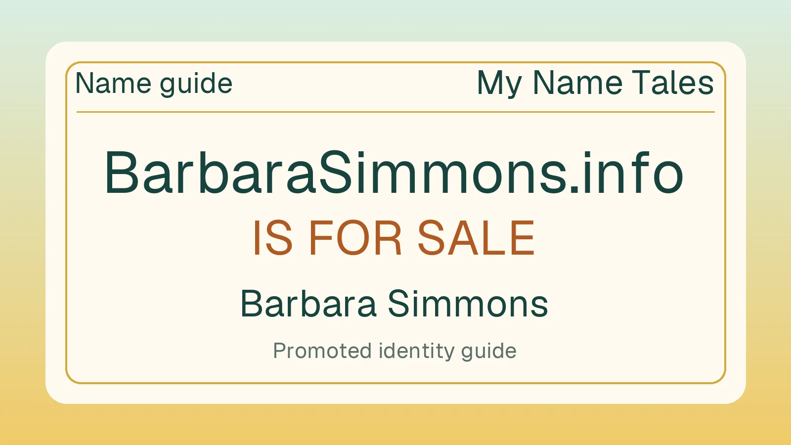 Barbara Simmons name guide — BarbaraSimmons.info is for sale