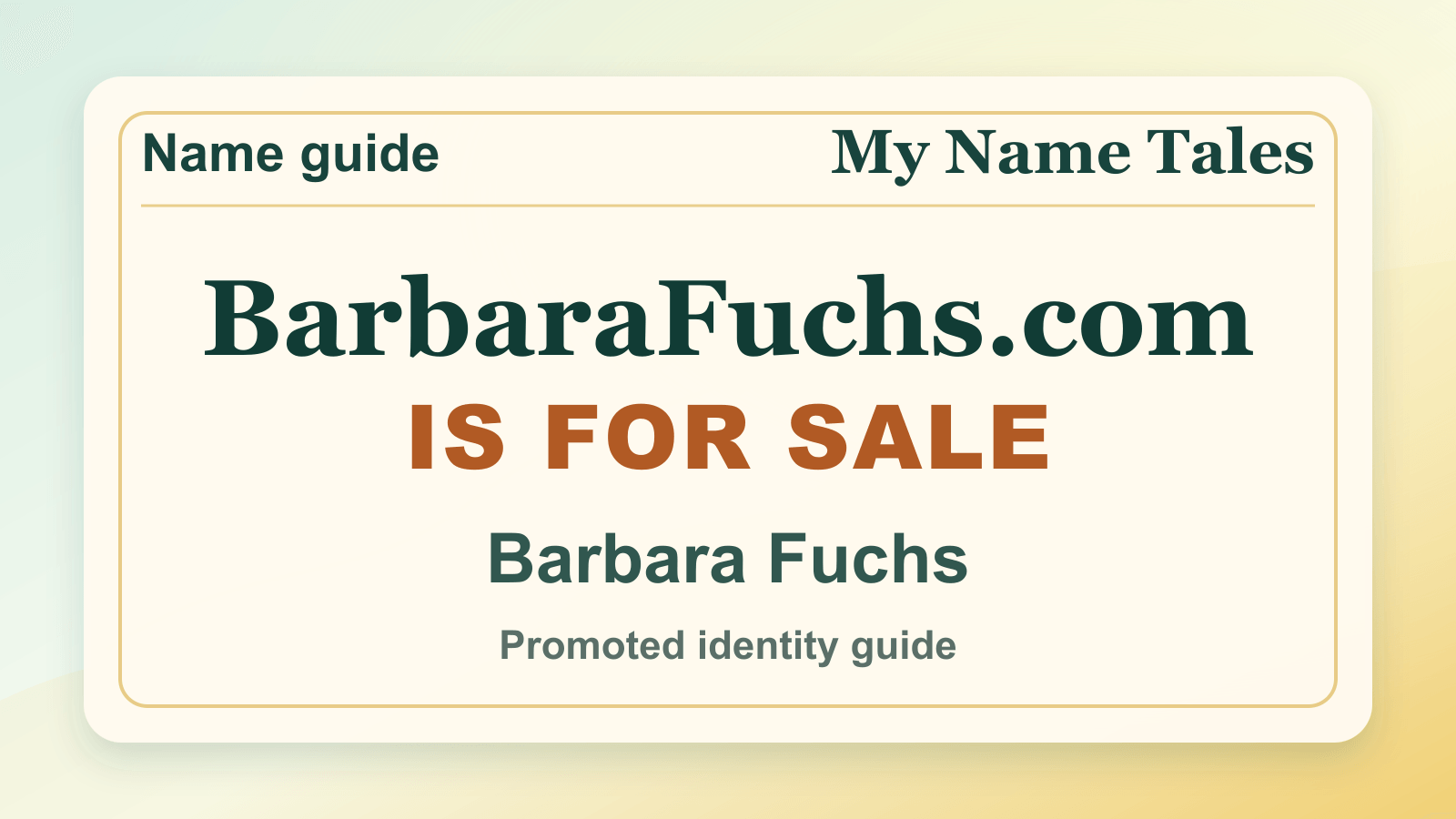 Barbara Fuchs identity guide image — BarbaraFuchs.com is for sale