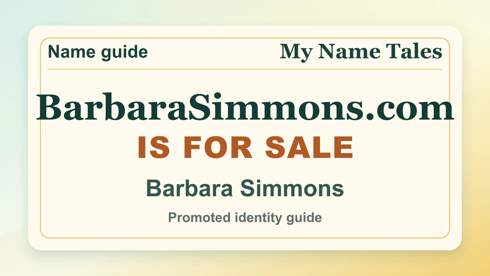 Barbara Simmons personal name guide thumbnail on My Name Tales