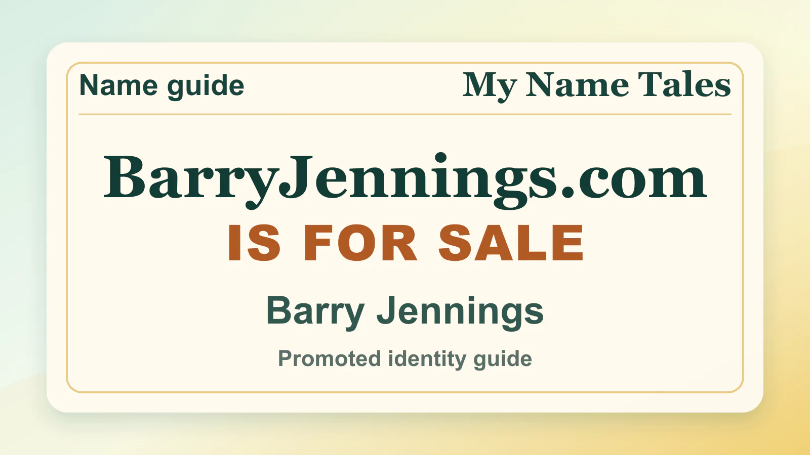 Barry Jennings personal name guide thumbnail on My Name Tales