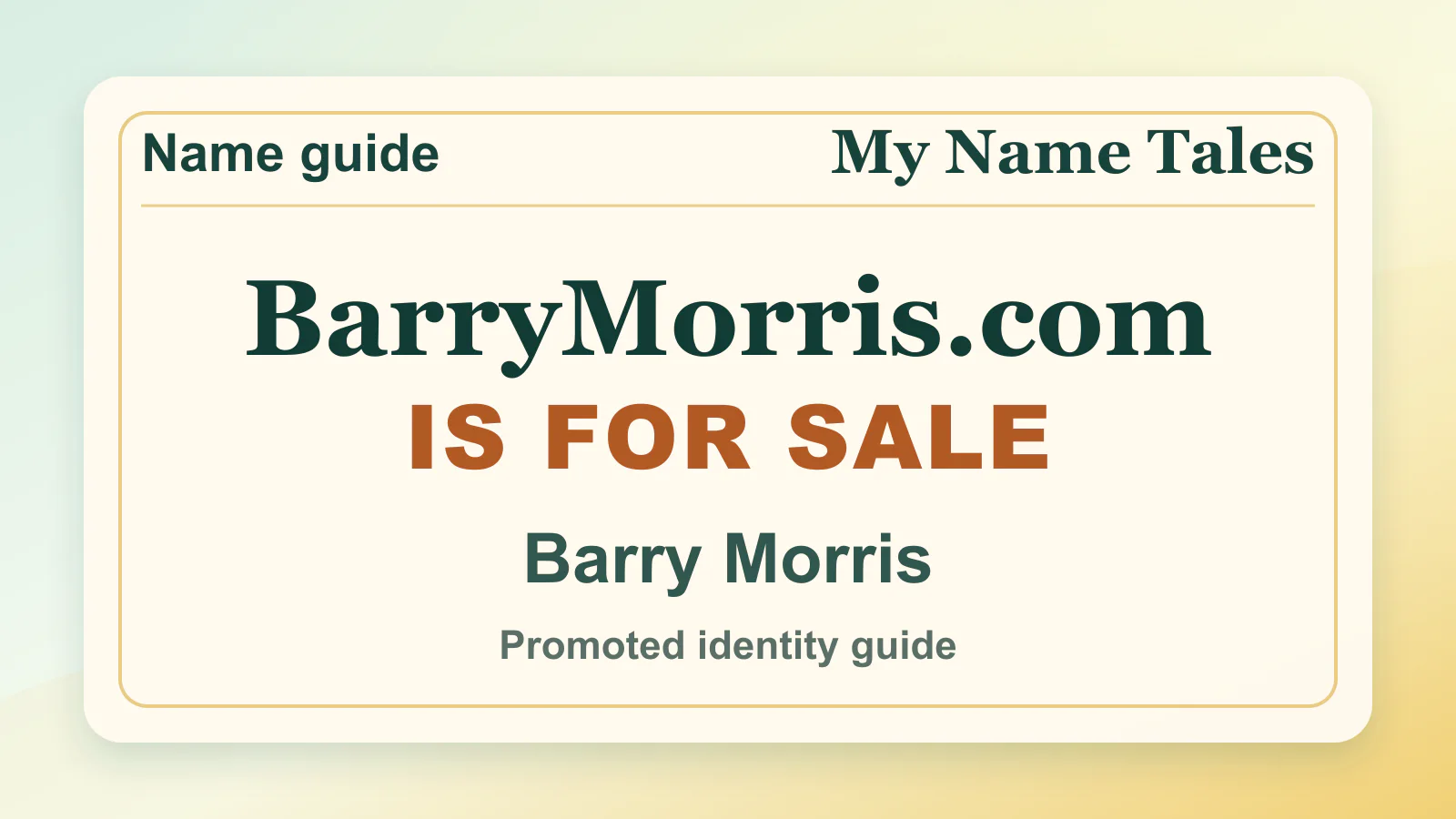 Barry Morris personal name guide thumbnail on My Name Tales
