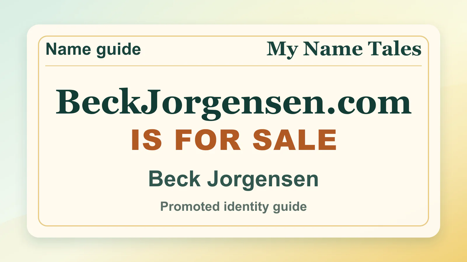 Beck Jorgensen personal name guide thumbnail on My Name Tales